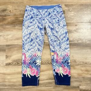 Lilly Pulitzer Blue Toucan Palm Print Capri Leggings Women’s Size S Cropped
